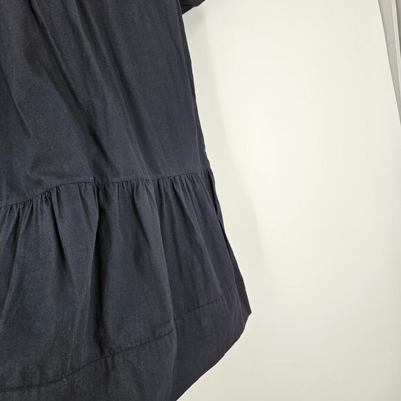 Athe Vanessa Bruno Dress Black Button Down Short Sleeve Collared Mini Size 4-6 - Picture 4 of 6